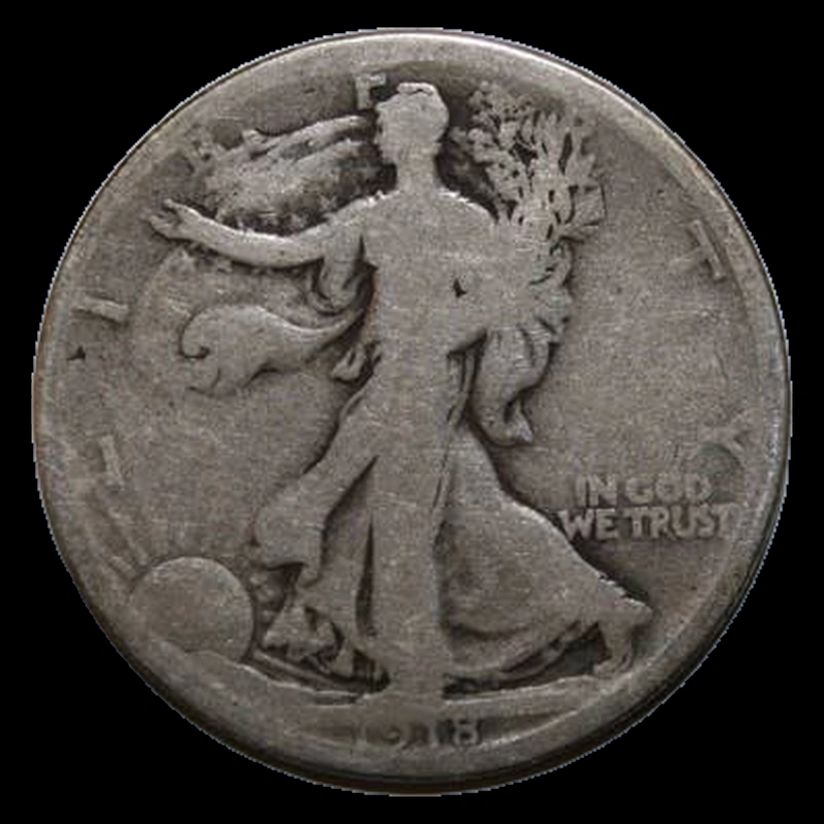 1918 Walking Liberty Half Dollar: Overpolished Die