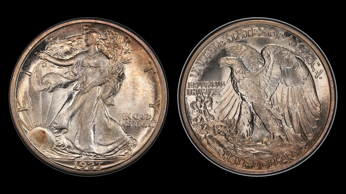1923-S Walking Liberty Half Dollar, obverse and reverse