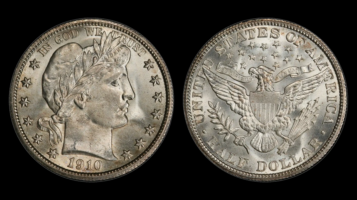 1910 Barber Half Dollar, obverse and reverse