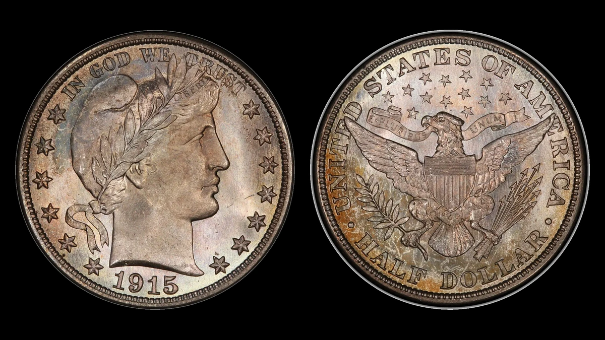 1915 Barber Half Dollar, obverse and reverse