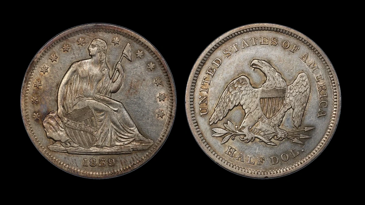 1839 Liberty Seated Half Dollar Errors — error coin photographs