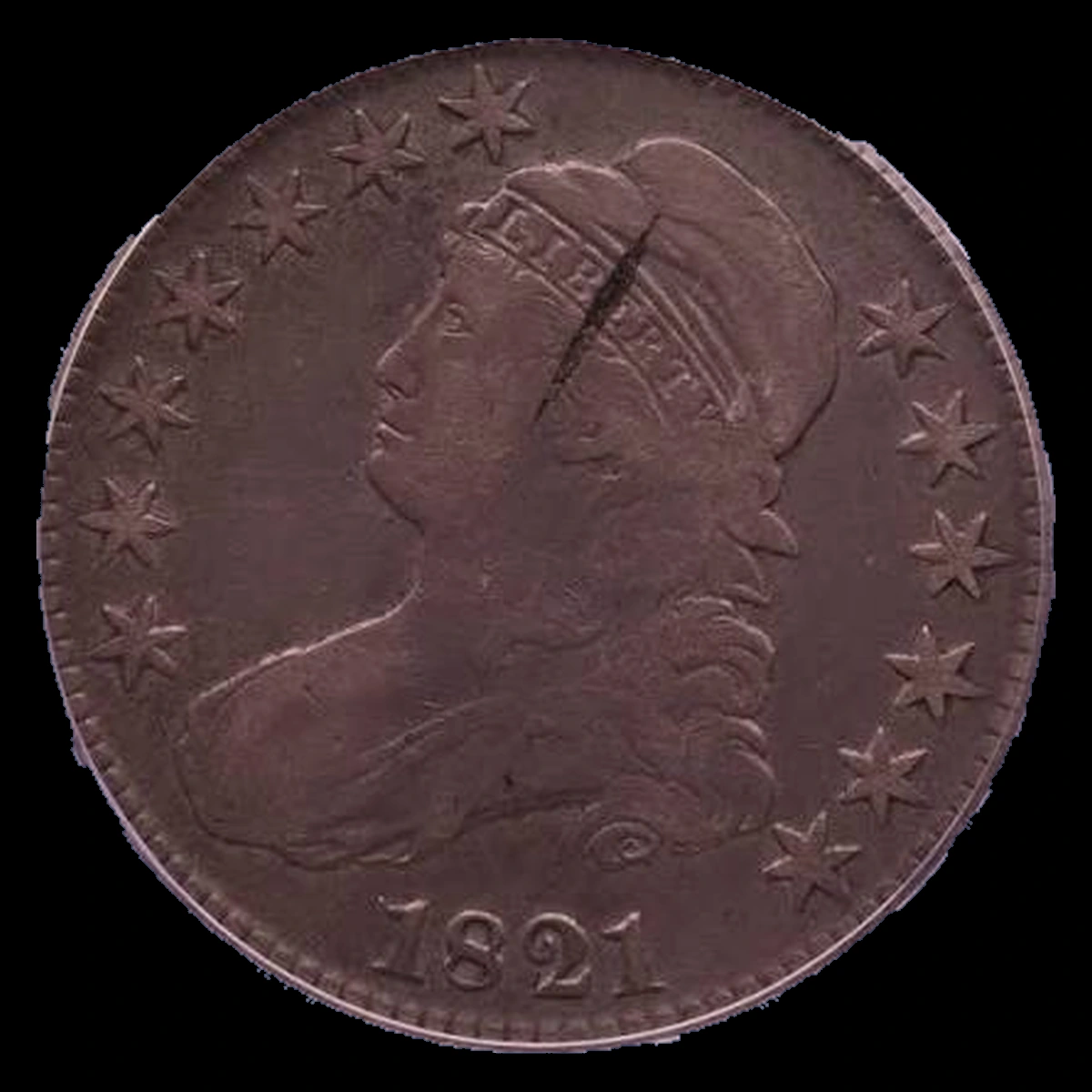 1821 Capped Bust Half Dollar: Planchet Flaw