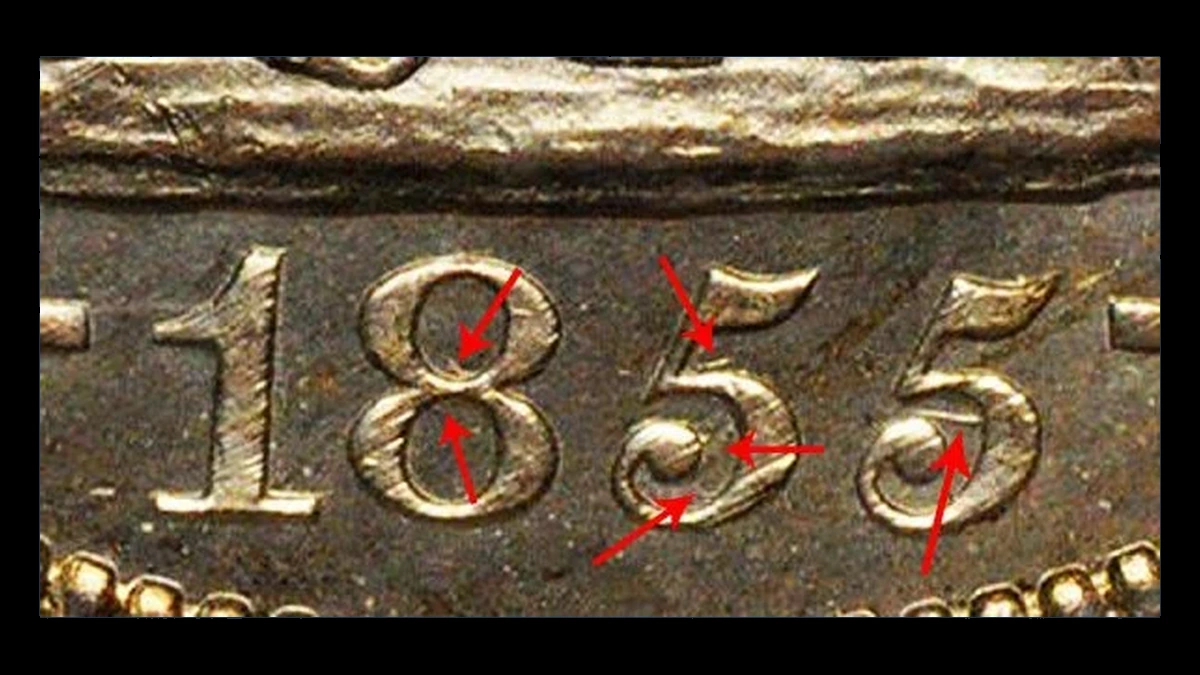 1855 Liberty Seated Half Dollar: Overdate