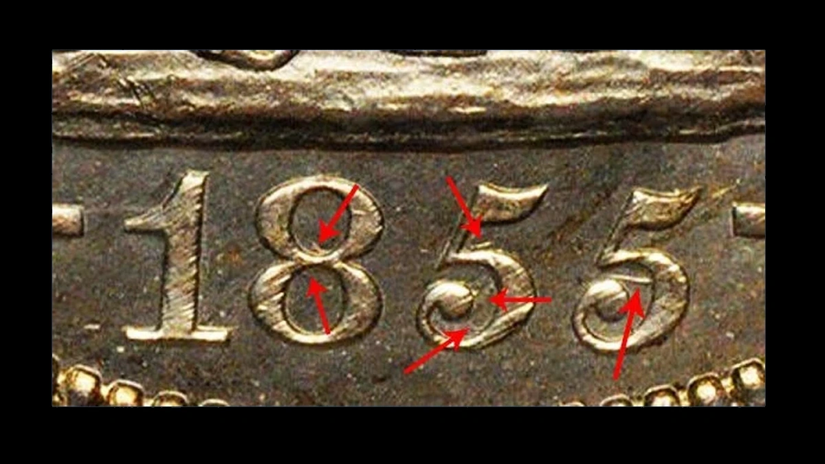 1855 Half Dollar Errors — error coin photographs