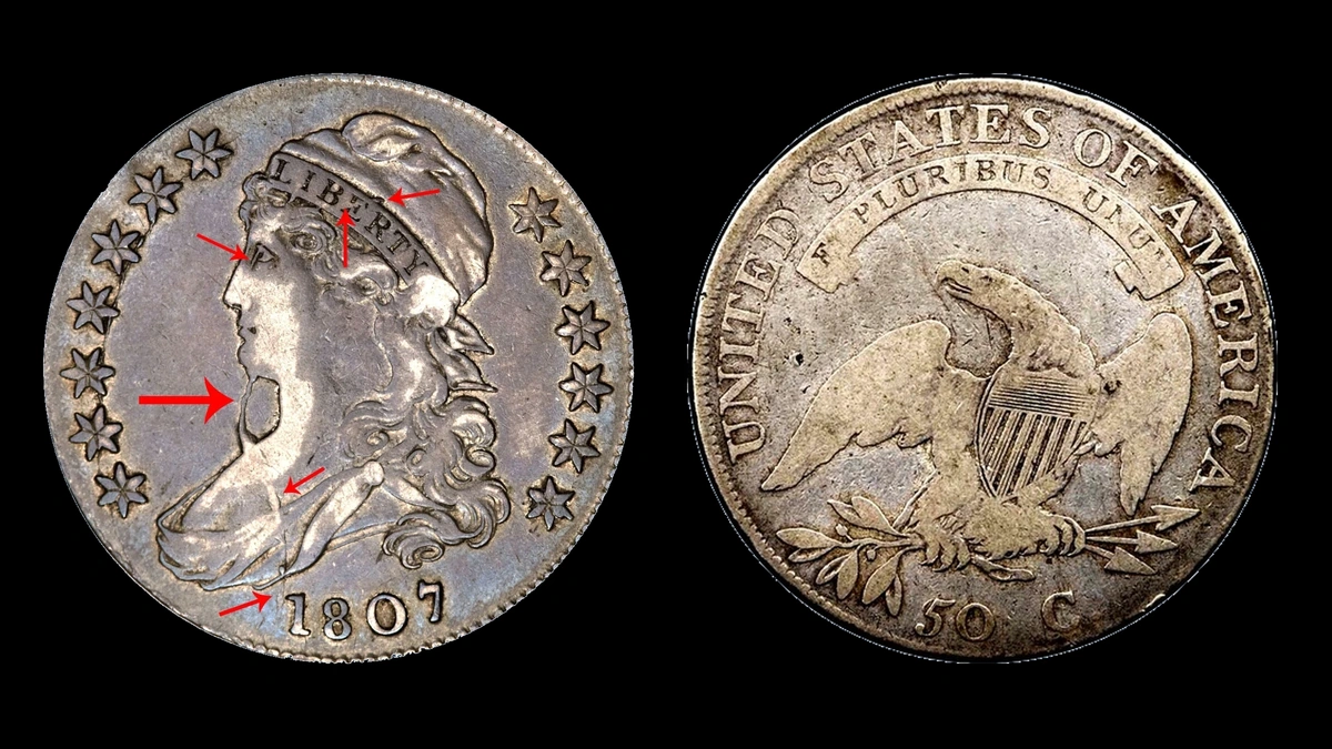1807 Capped Bust Half Dollar Errors — error coin photographs