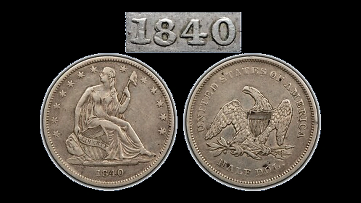 1840 Liberty Seated Half Dollar: Repunched Date