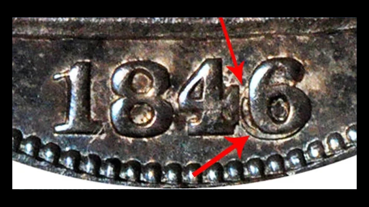 1846 Liberty Seated Half Dollar: Repunched Date