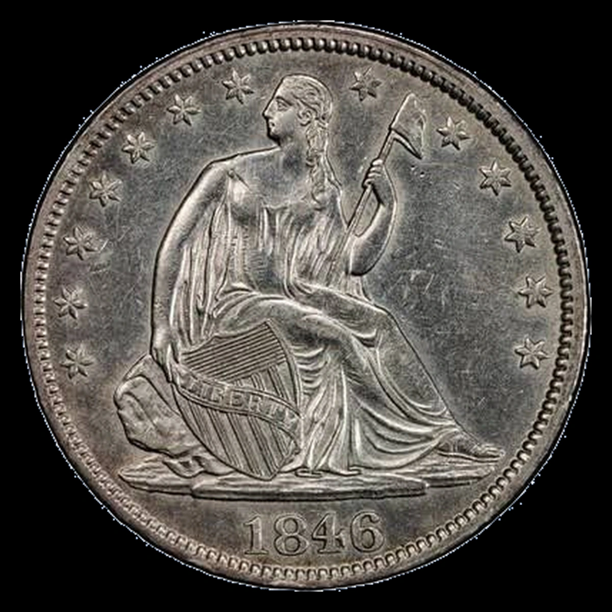 1846 Liberty Seated Half Dollar: Doubled Die Obverse