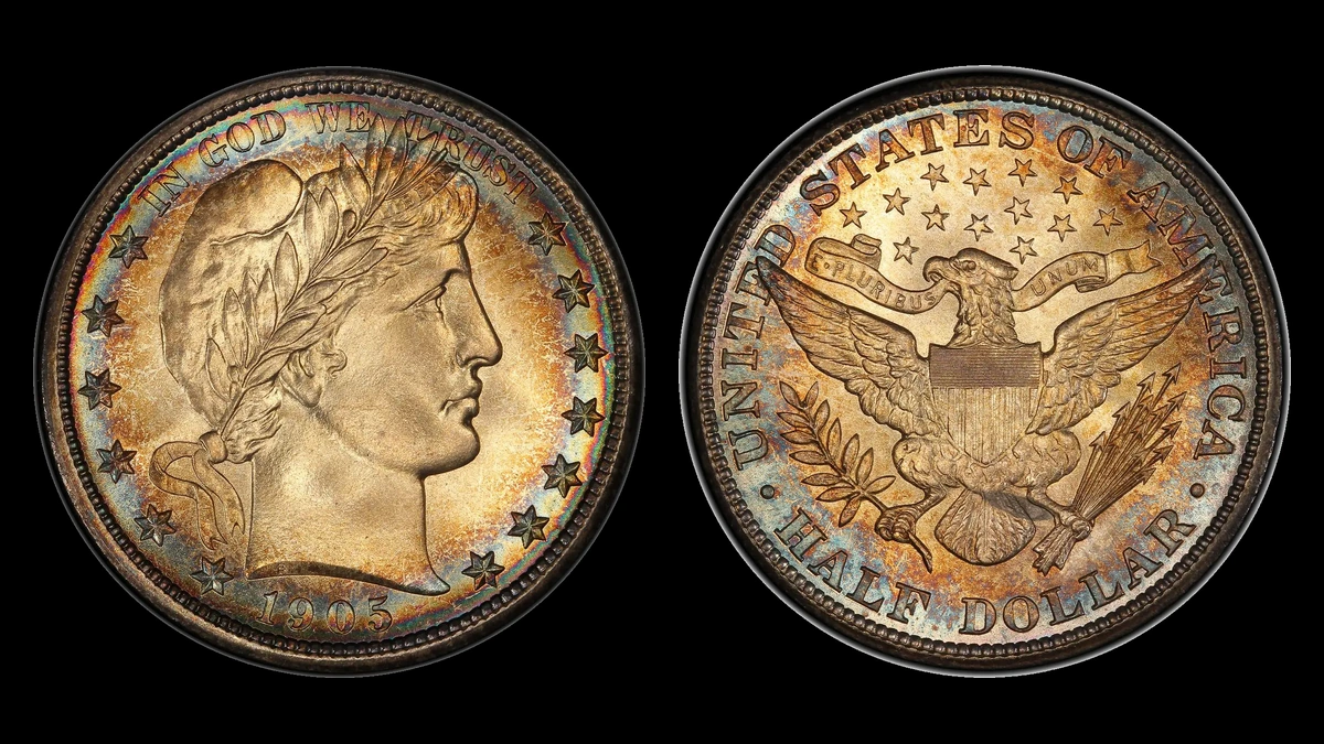1905 Barber Half Dollar, obverse and reverse