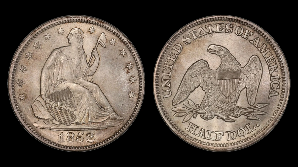 1852 Liberty Seated Half Dollar, obverse and reverse