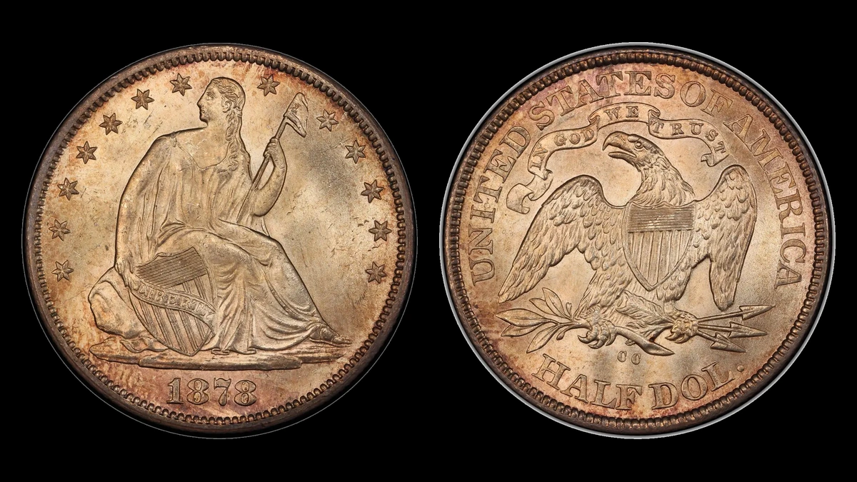 1878-CC Liberty Seated Half Dollar, obverse and reverse