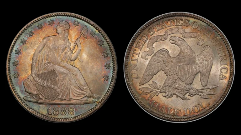 1888 Liberty Seated Half Dollar, obverse and reverse