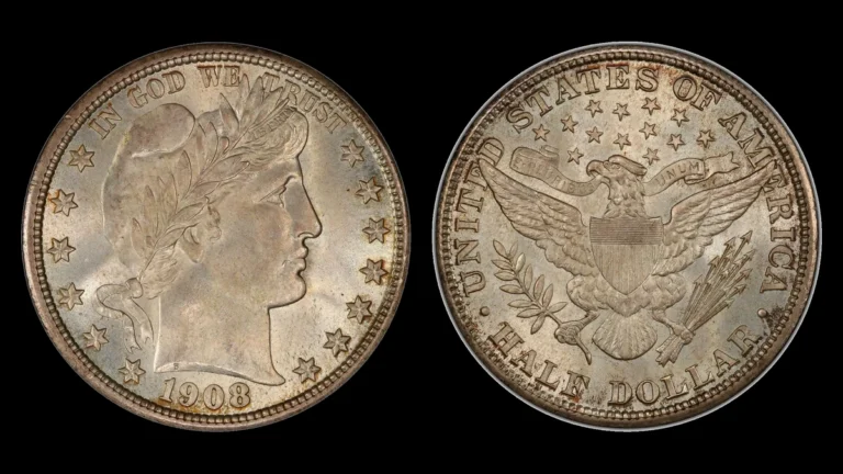 1908 Barber Half Dollar, obverse and reverse