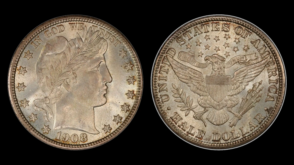 1908 Barber Half Dollar, obverse and reverse
