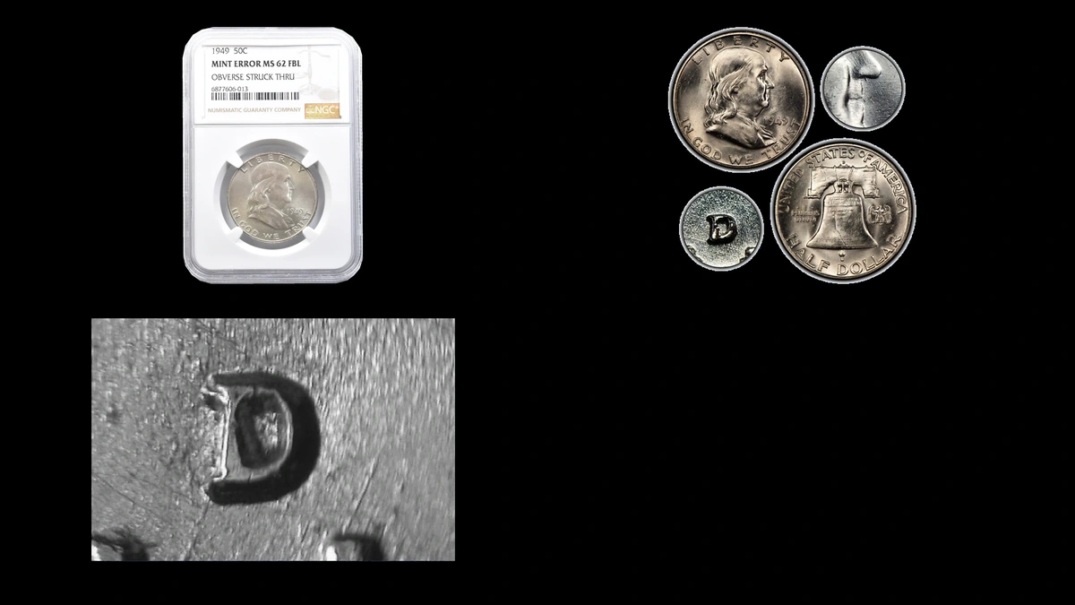 1949 Half Dollar Errors — error coin photographs