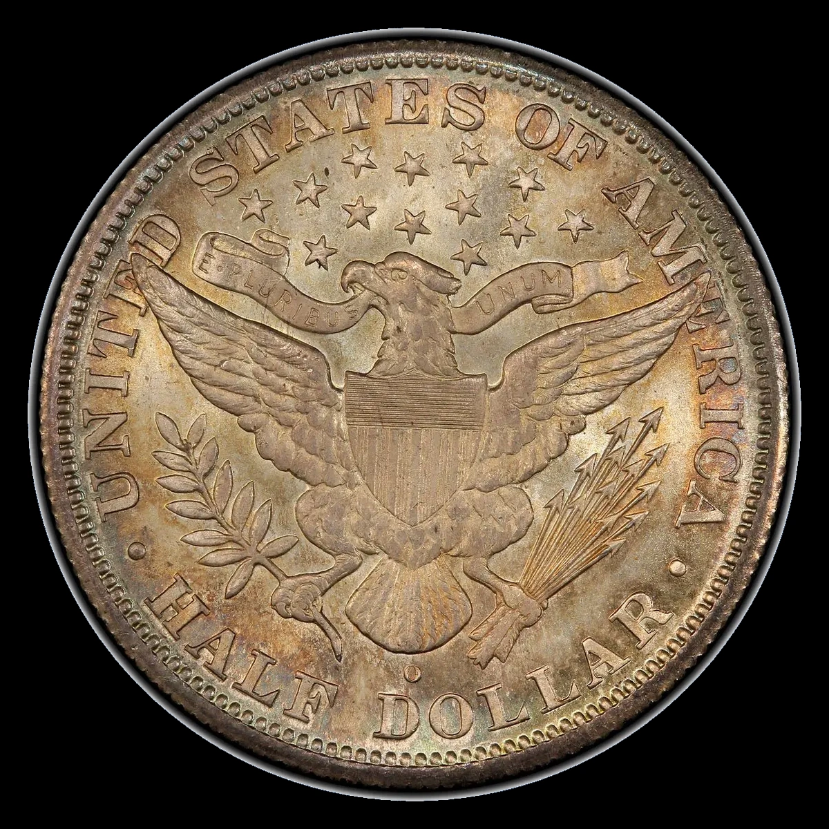 1892-O Barber half dollar with a tiny O mintmark below the eagle
