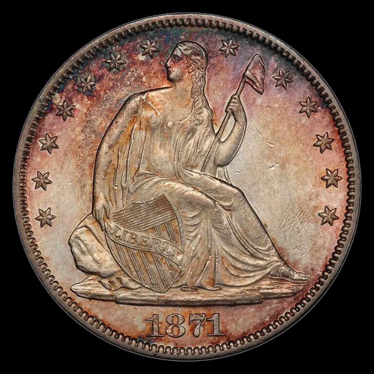 1871 Liberty Seated half dollar with a misplaced date digit