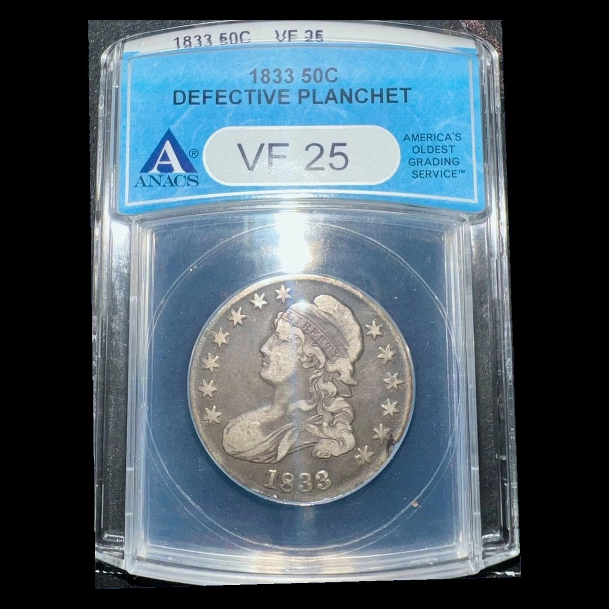 1833 Capped Bust Half Dollar: Defective Planchet