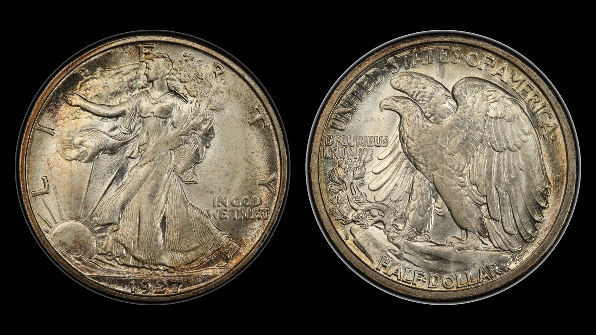 1927-S Walking Liberty Half Dollar, obverse and reverse
