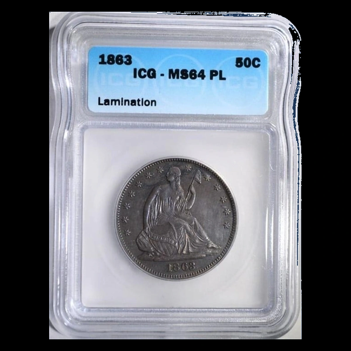 1863 Liberty Seated Half Dollar: Lamination