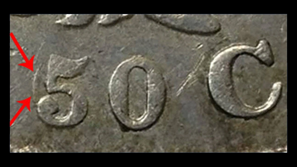 1836 Capped Bust Half Dollar: Repunched Design