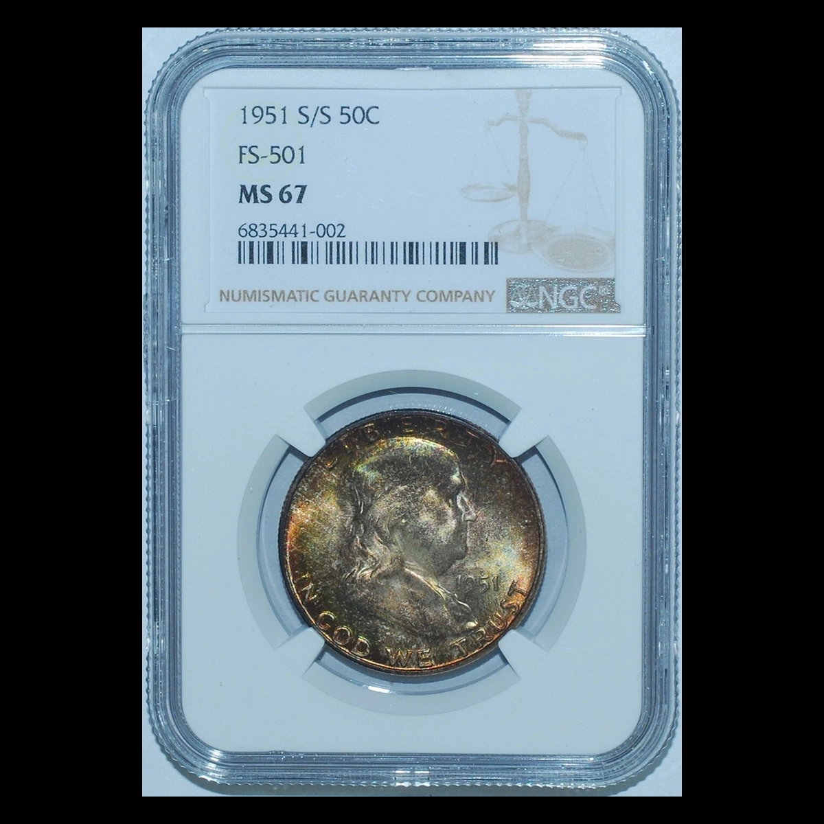 1951 Franklin Half Dollar: Repunched Mintmark