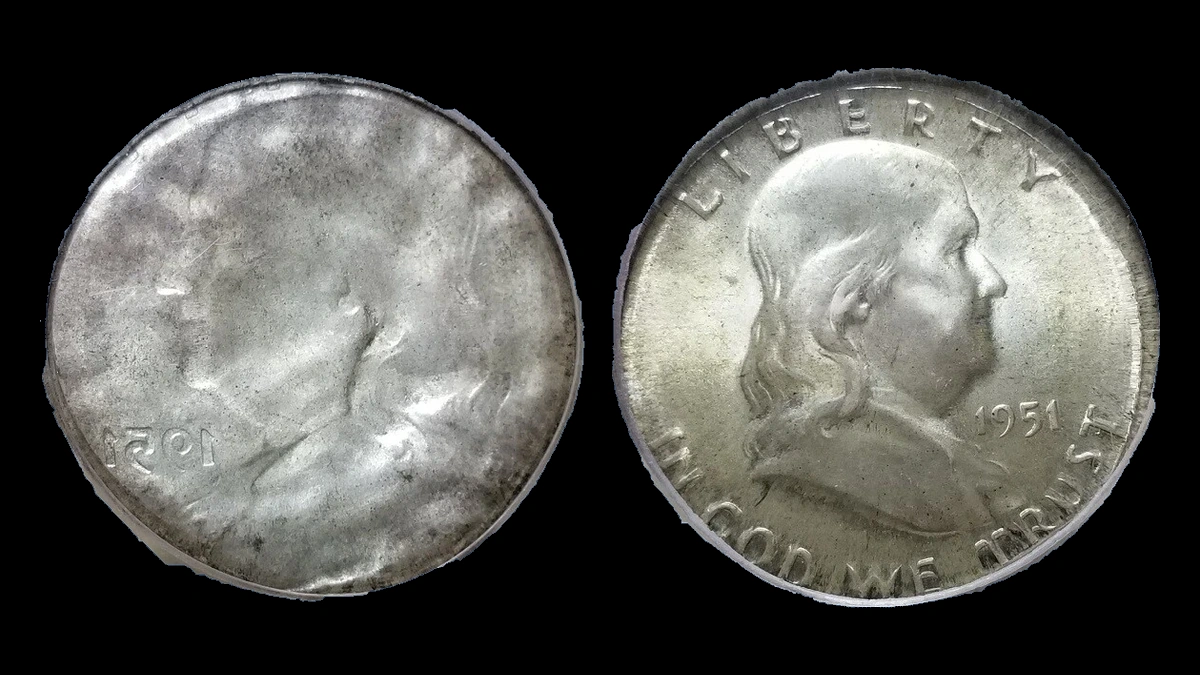 1951 Franklin Half Dollar: Wrong Planchet