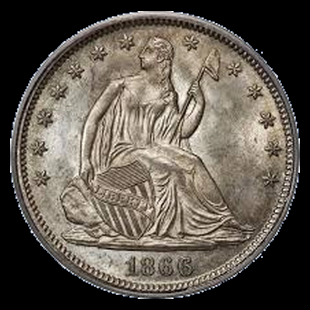1866 Liberty Seated Half Dollar: Misplaced Date