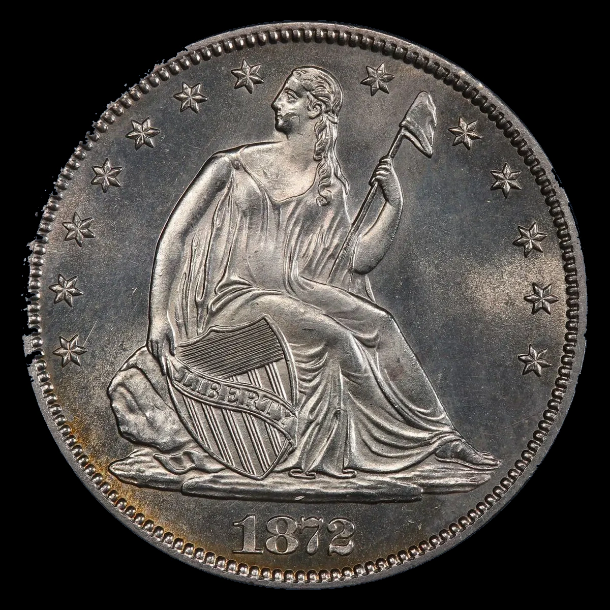 1872 WB-2 MPD Liberty Seated Half Dollar