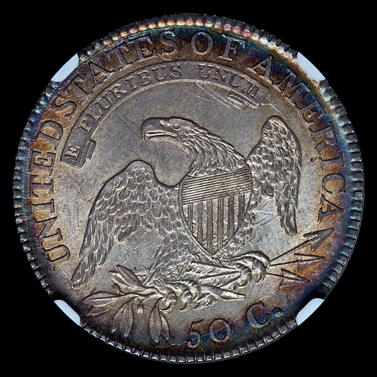 1815 Capped Bust Half Dollar: Die Crack / Die Chip