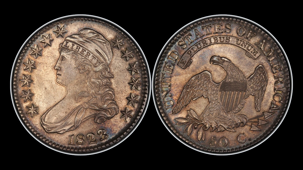 1823 Capped Bust Half Dollar: Clashed Dies