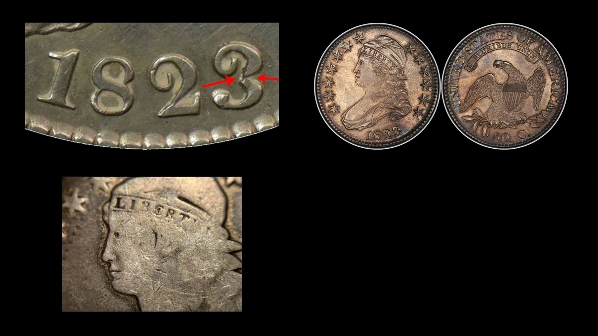 1823 Half Dollar Errors — error coin photographs