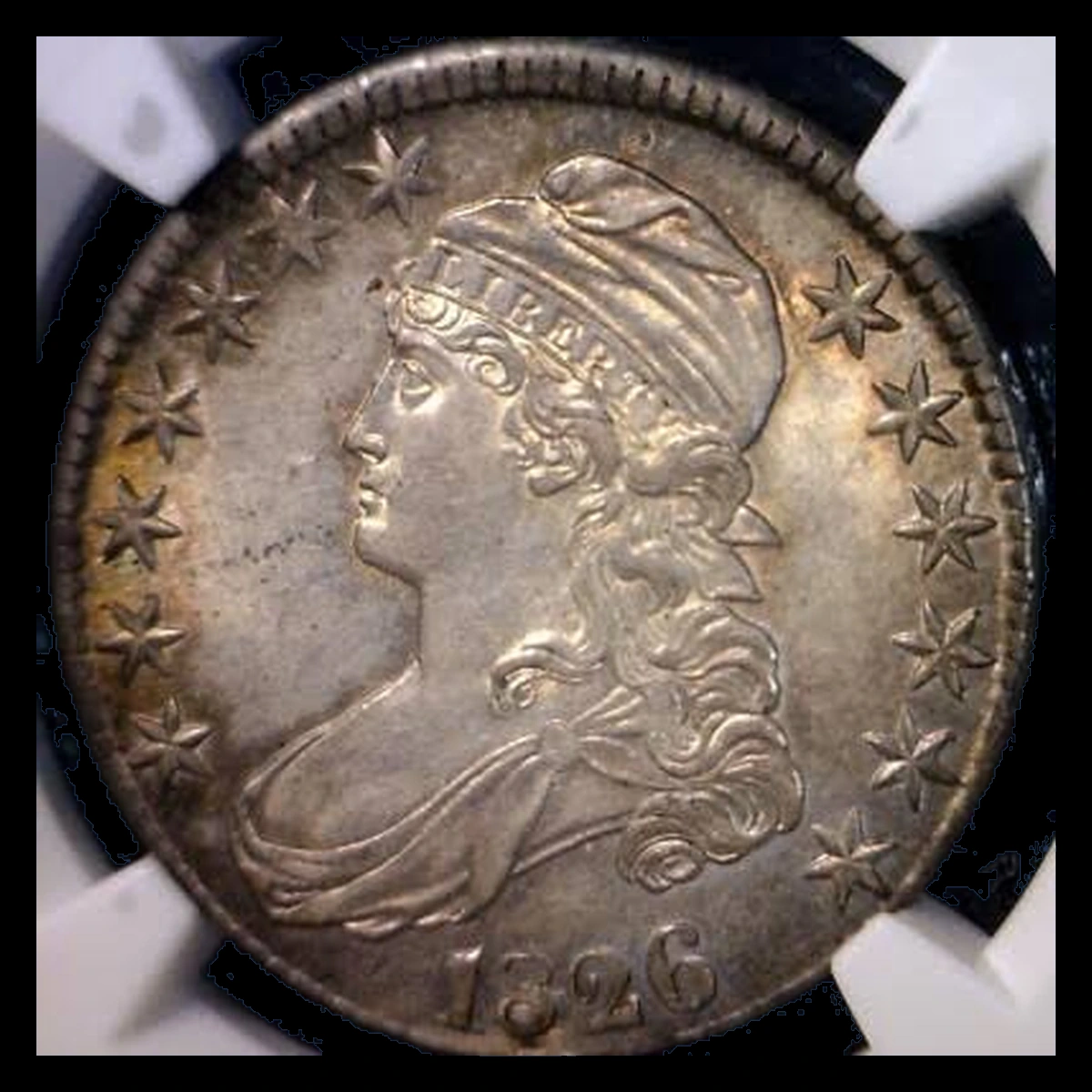 1826 Capped Bust Half Dollar: Off Center Strike