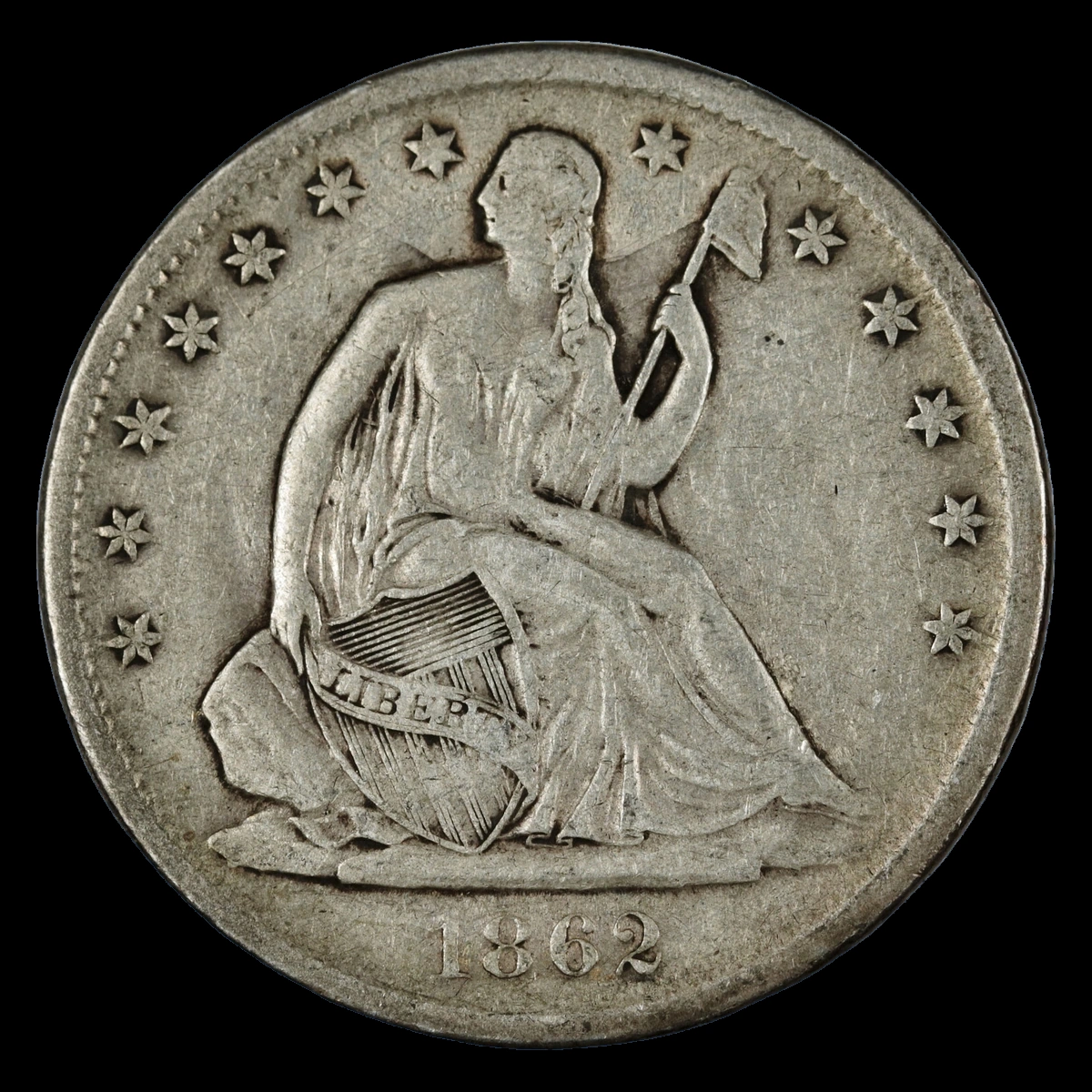 1862 Liberty Seated Half Dollar: Clashed Dies