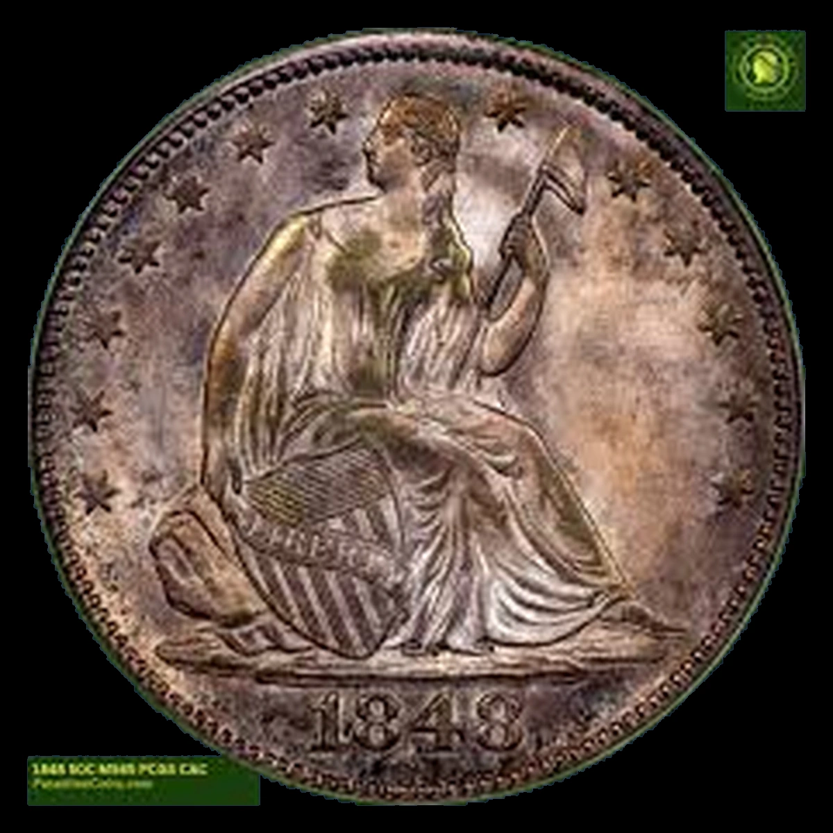 1848 Liberty Seated Half Dollar: Repunched Date