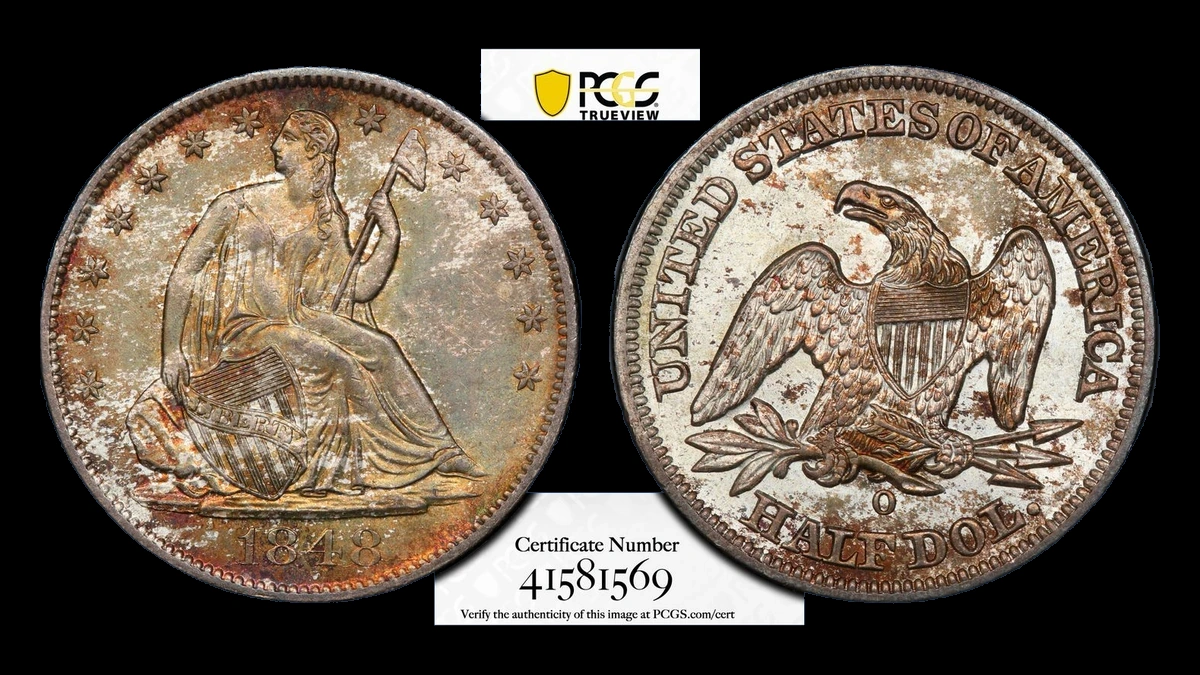 1848 Liberty Seated Half Dollar: Die Crack