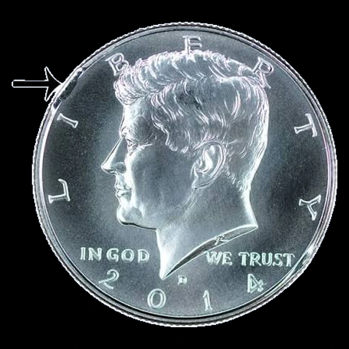 2014 Kennedy Half Dollar: Clipped Planchet
