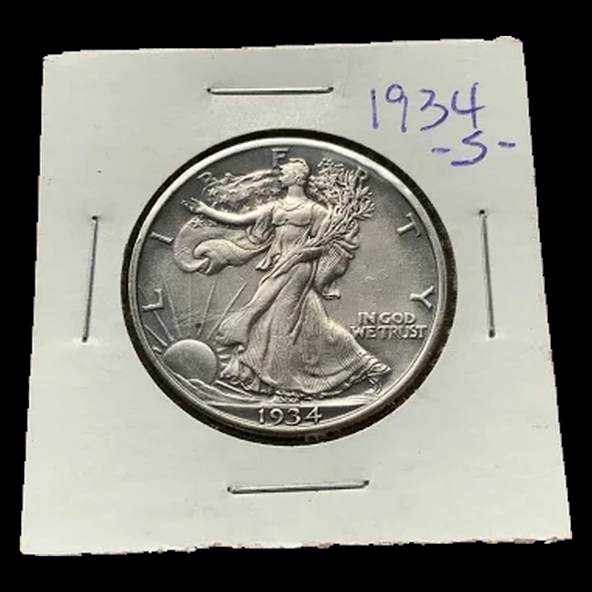 1934 Walking Liberty Half Dollar: Lamination / Split Planchet