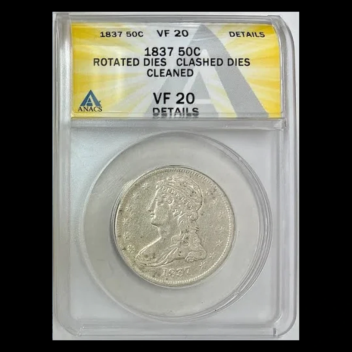 1837 Capped Bust Half Dollar: Clashed Dies