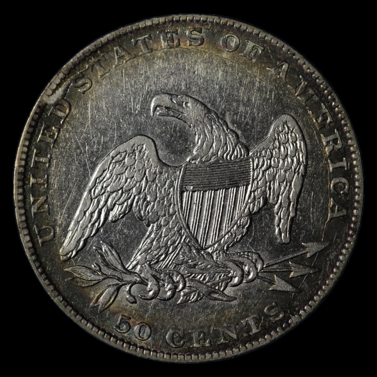 1837 Capped Bust Half Dollar: Die Crack / Die Chip