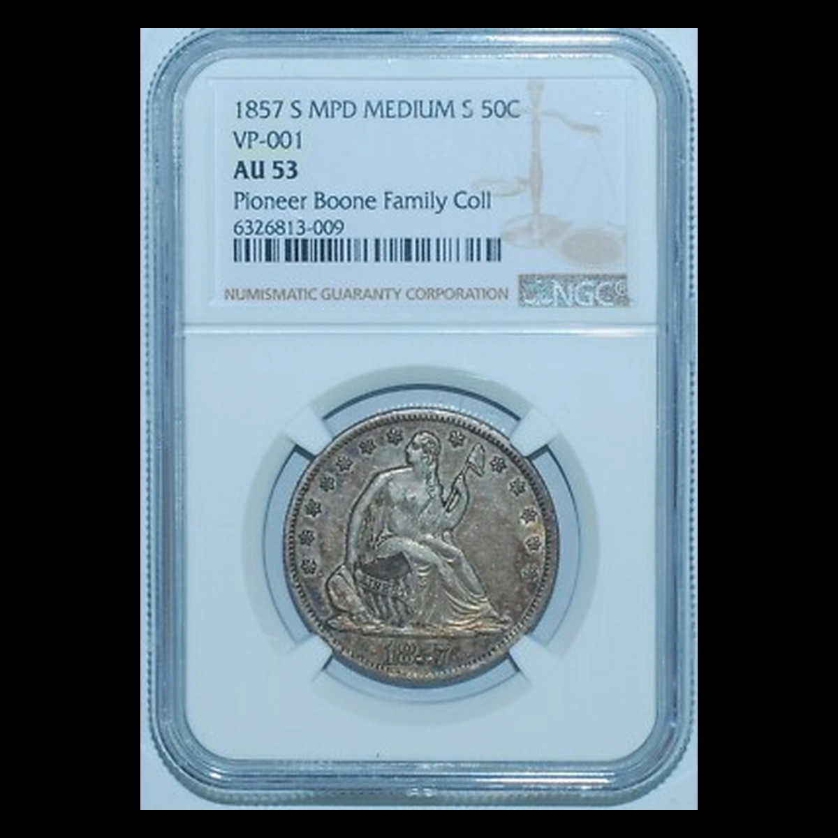 1857 Liberty Seated Half Dollar: Misplaced Date