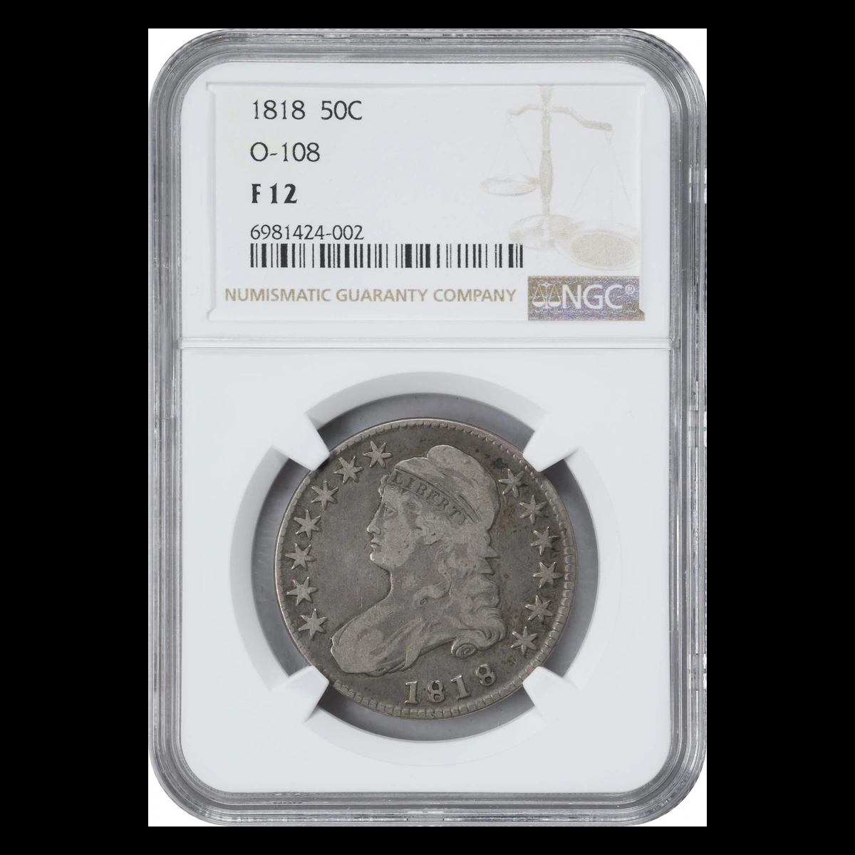 1818 Capped Bust Half Dollar: Partly Inverted Edge Lettering