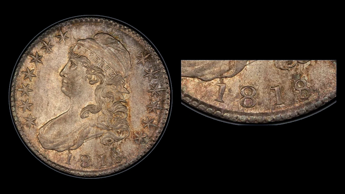 1818/7 Large 8 Capped Bust Half Dollar