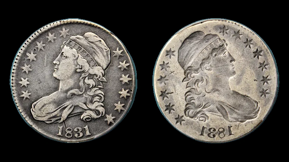 1831 Capped Bust Half Dollar: Brockage