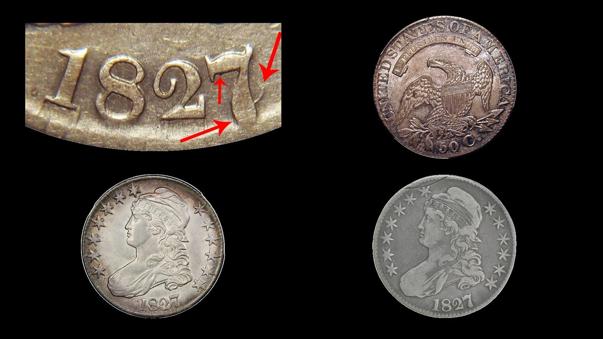 1827 Half Dollar Errors — error coin photographs
