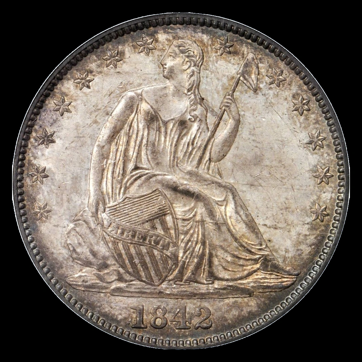 1842 Liberty Seated Half Dollar: Misplaced Date