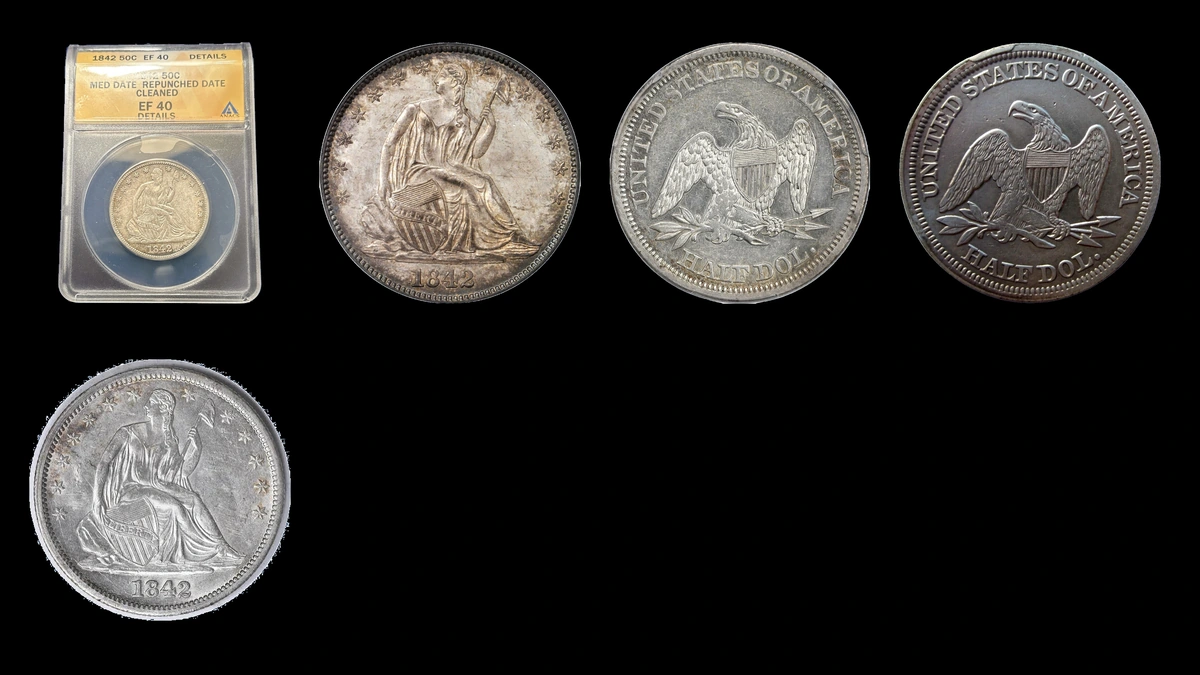 1842 Half Dollar Errors — error coin photographs