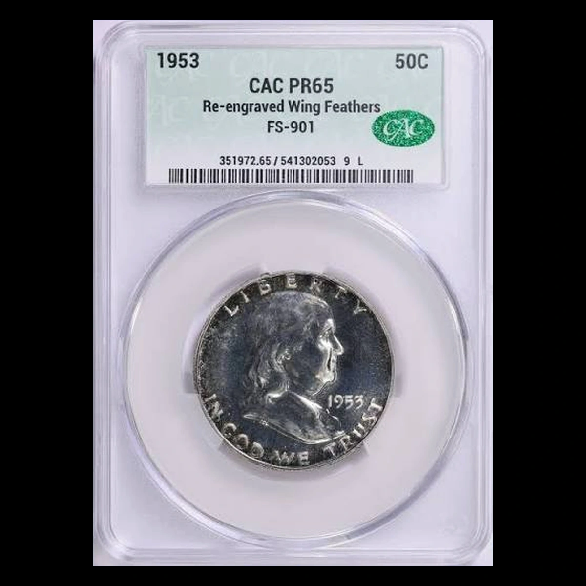1953 Franklin Half Dollar: Repunched Design