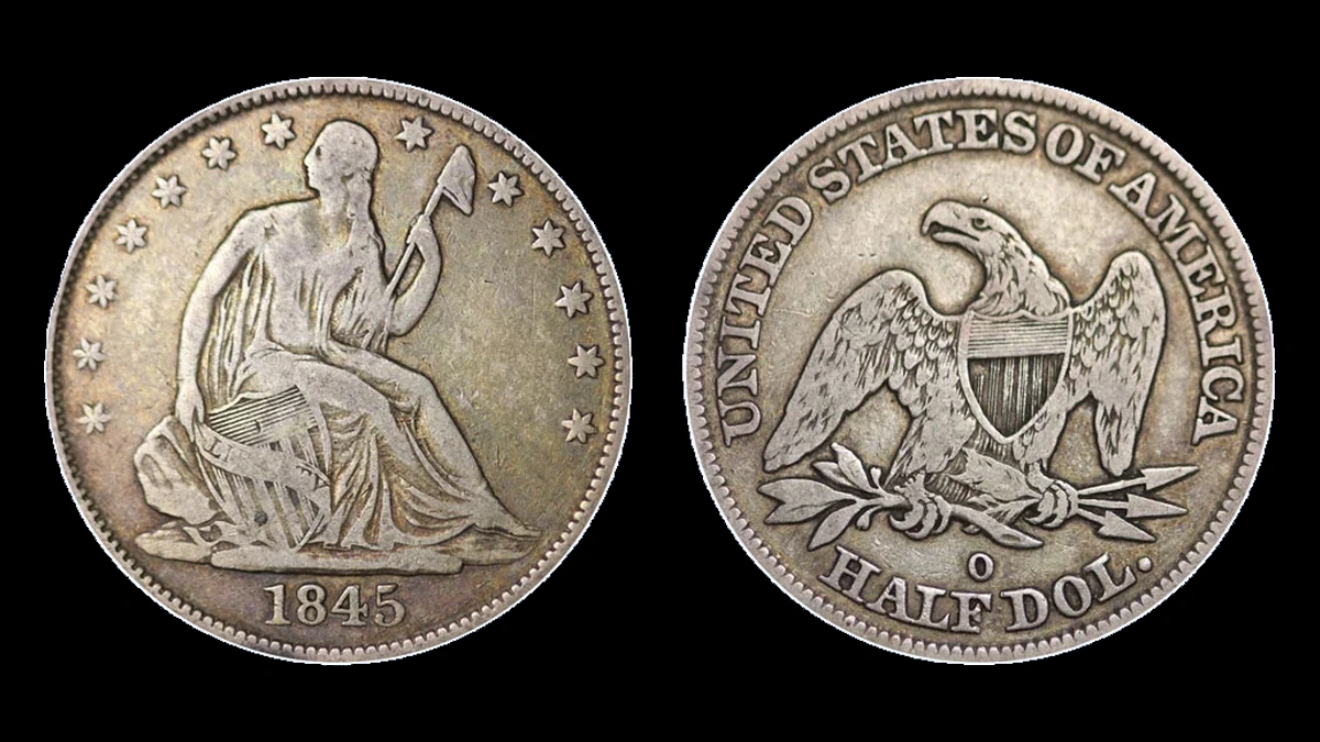 1845 Liberty Seated Half Dollar: No Drapery variety