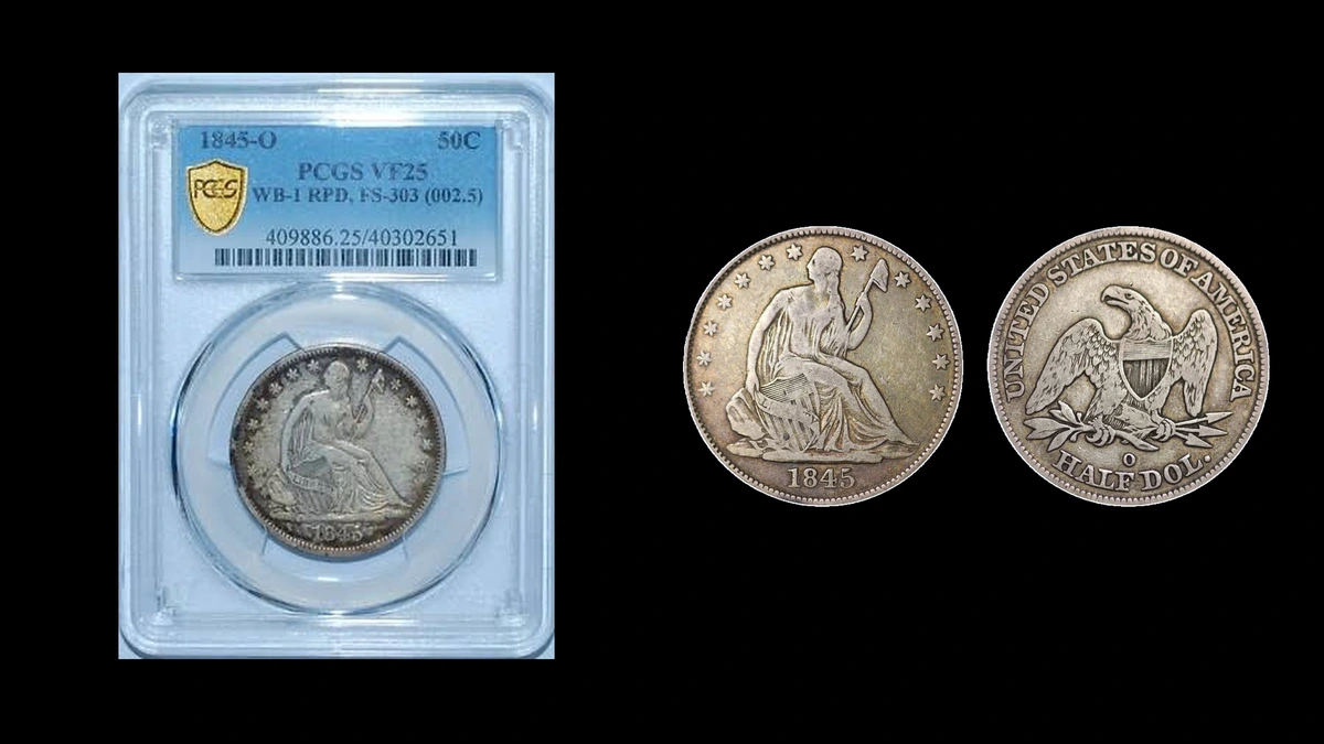 1845 Half Dollar Errors — error coin photographs